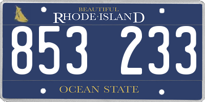 RI license plate 853233
