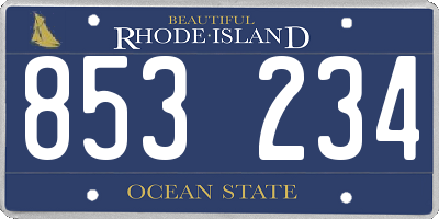 RI license plate 853234