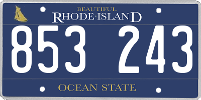RI license plate 853243