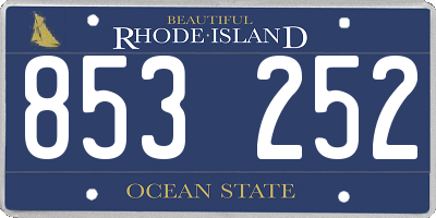 RI license plate 853252