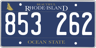 RI license plate 853262