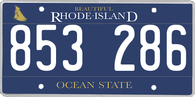 RI license plate 853286