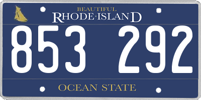 RI license plate 853292