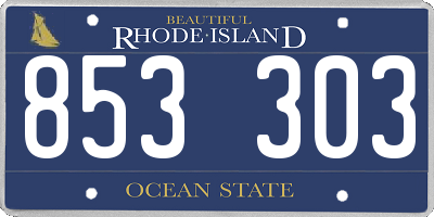 RI license plate 853303