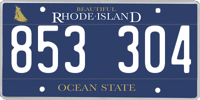 RI license plate 853304