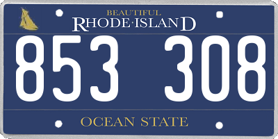 RI license plate 853308