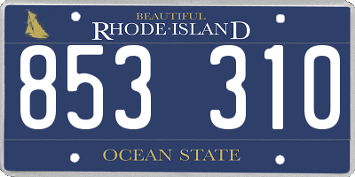 RI license plate 853310