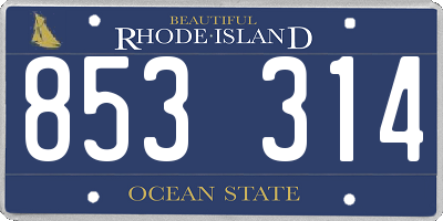 RI license plate 853314