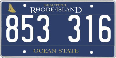 RI license plate 853316