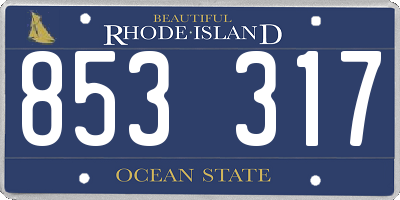 RI license plate 853317