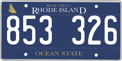 RI license plate 853326