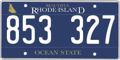 RI license plate 853327