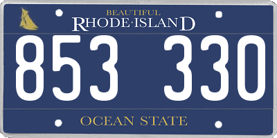 RI license plate 853330