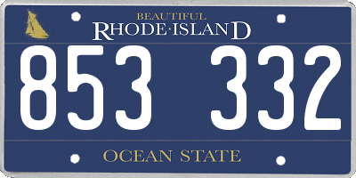 RI license plate 853332