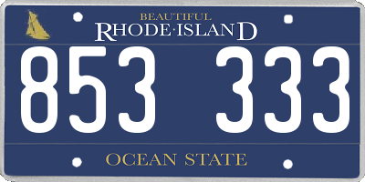 RI license plate 853333