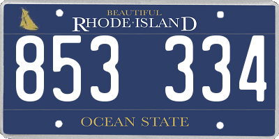 RI license plate 853334