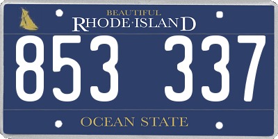 RI license plate 853337