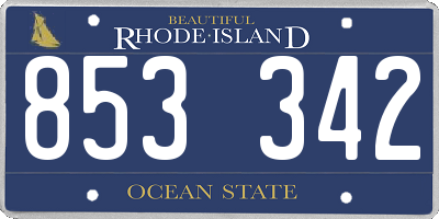 RI license plate 853342