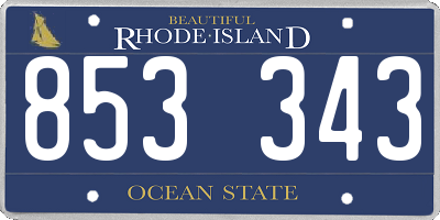 RI license plate 853343