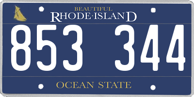 RI license plate 853344