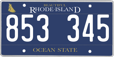 RI license plate 853345