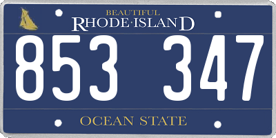 RI license plate 853347