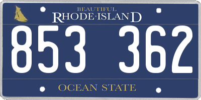 RI license plate 853362