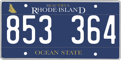 RI license plate 853364