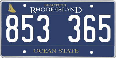 RI license plate 853365