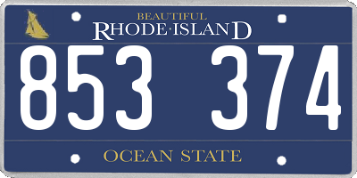 RI license plate 853374