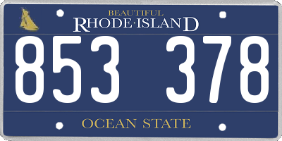RI license plate 853378