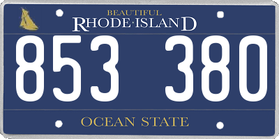 RI license plate 853380