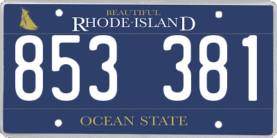 RI license plate 853381