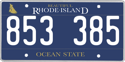 RI license plate 853385