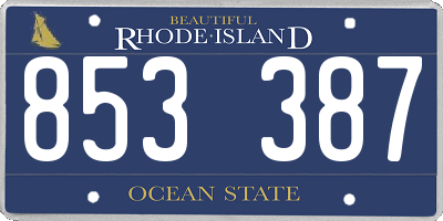 RI license plate 853387