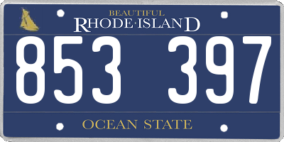 RI license plate 853397