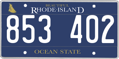 RI license plate 853402
