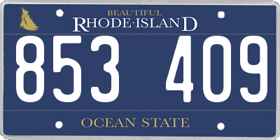 RI license plate 853409