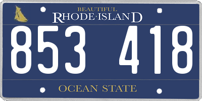 RI license plate 853418