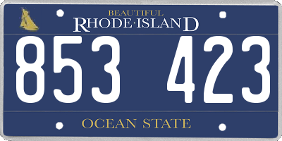 RI license plate 853423