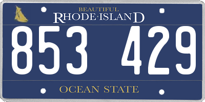 RI license plate 853429