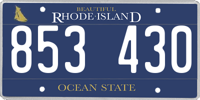 RI license plate 853430