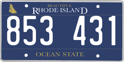RI license plate 853431