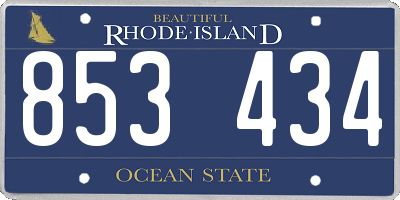 RI license plate 853434