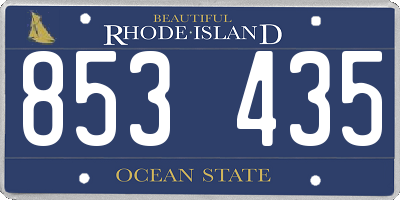 RI license plate 853435