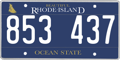 RI license plate 853437