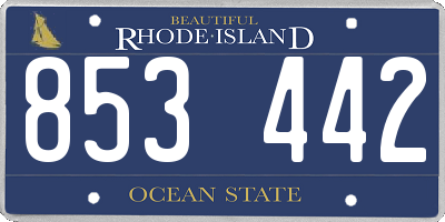 RI license plate 853442