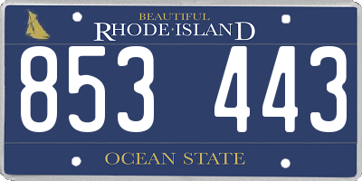 RI license plate 853443