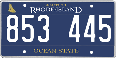 RI license plate 853445