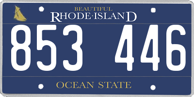 RI license plate 853446